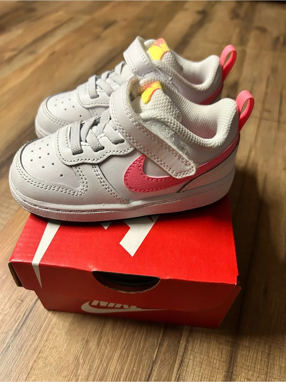 Nike Court Borough Low 2 (TDV) Toddlers 7c In White/Sunset Pulse